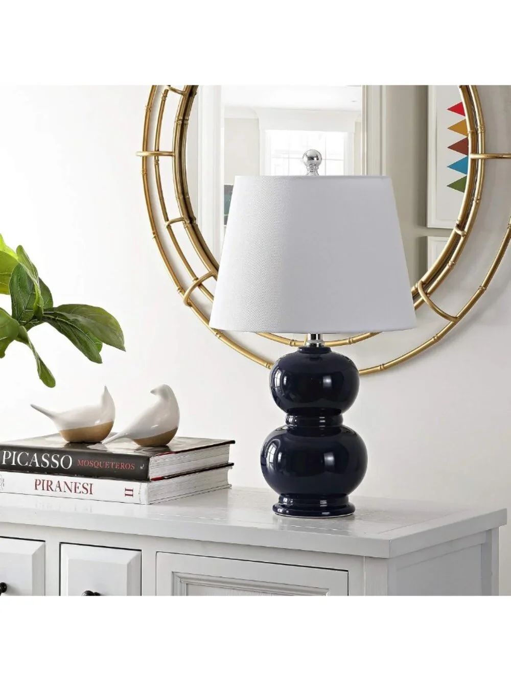 Modern Navy Ceramic Double Gourd Table Lamp - 22